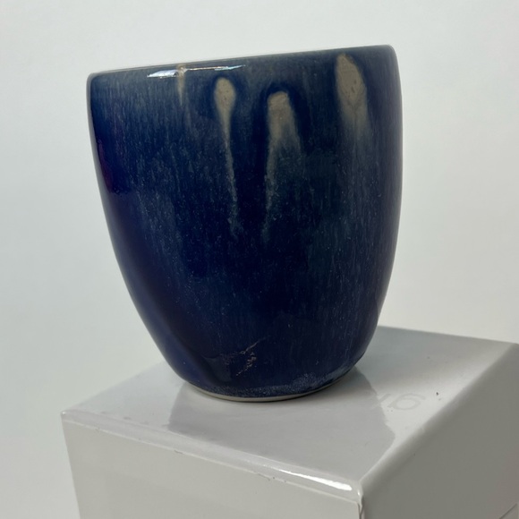 Handmade Cobalt Blue Ceramic pottery cup with small  Healing Hand stamp Signed - Picture 5 of 13